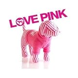 Victoria's Secret PINK & WHITE STRIPED Plush Mini Dog - Wearing Pink Sweatshirt with Hoodie