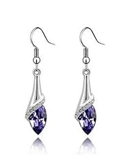 Goldminetrade Jewelry 925 Sterling Silver Simulated Diamond Marquise Amethyst Earrings