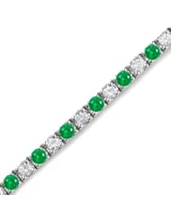 5 CT Emerald & Diamond Bracelet 14K White Gold