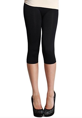 Nikibiki Womens Nylon 3/4 Smooth Crop Leggings (Black)