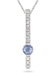0.12 Cts Diamond & 0.40 Cts Tanzanite Pendant in 14K White Gold