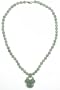 14k Gold Filled Jadeite Beaded Necklace with Jade Lock Pendant, 18"