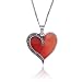 Sterling Silver Marcasite & Red Epoxy Heart Pendant, 18"