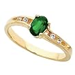 14K Yellow Gold Tsavorite and Diamond Ring