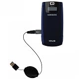 Retractable USB Cable for the Samsung Helio Fin with Power Hot Sync and Charge capabilities - Gomadic Brand w/ TipExchange Technology