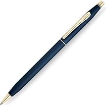 Cross Classic Century Satin Blue Ball-Point Pen with 23 Karat Gold Plated Appointments