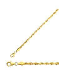 30" 10K Yellow Gold 3.0mm (1/8") Polished Solid Diamond Cut Royal Rope Chain w/ Pear Shape Clasp