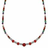  : GENUINE CARNELIAN TIGER EYE SMOKEY QUARTZ ROSE QUARTZ AMETHYST AVENTURINE STONE STERLING SILVER BALI BEAD NECKLACE