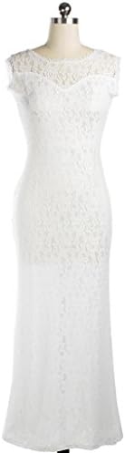 Attractive Look Women Elegant Sleeveless Lace Long Bridesmaid Dresses White 2XL