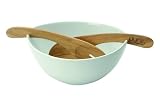 Typhoon Pure Procelain Salad Bowl and Beech Servers Set