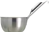 Paderno World Cuisine stainless steel scooping bowl with slanted handle, 2 1/8 quarts
