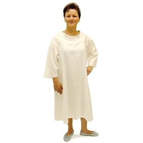 Duro-Med Long Sleeve White Flannel Gown with Tape Ties, White