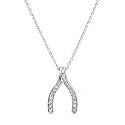 "Sex and the City" Style CZ Sterling Silver Wishbone Necklace