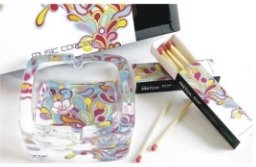 Image of Square Multi Color Ashtray Set