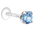 16 Gauge 5/16 L. Blue Cz Round Bioplast Tragus Labret Monroe