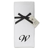 Allure Home Creations 2-Pack 100-Percent Cotton Monogrammed Velour Hand Towels, White, W