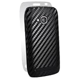 Nokia Lumia 710 Cell Phone Black Carbon Fiber Texture Full Body Shield Guard Cover - INCLUDES 1 BACK AND 1 SCREEN PROTECTOR