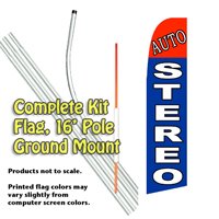 AUTO STEREO (R/B) Feather Banner Flag Kit (Flag, Pole, & Ground Mt)
