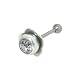 Flower Barbell Tongue Ring with Clear Jewel