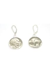 Sterling Silver Buffalo Nickel Earrings with Coin Edge Bezel Frame Mount Coin Included