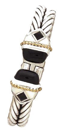 925 Silver & Onyx Bracelet with 18k Gold Accents