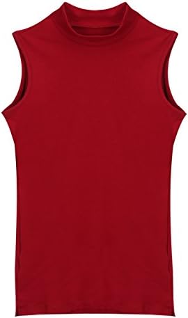 Women's Sleeveless Turtleneck Tank Top Sim Mock Neck Casual Solid Crop Top (Asain S= US 4, Wine-red)