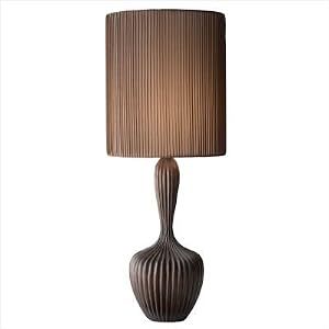 Lazy Susan Margot Sweep Wood Lamp with Natural Fabric Shade by Lazy Susan