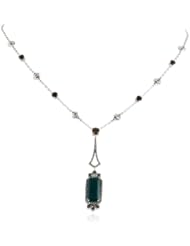 Badgley Mischka Fine Jewelry Champagne Diamonds Green Agate and Smokey Quartz Necklace
