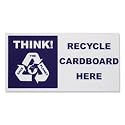Sticker for recycling bins printed THINK! RECYCLE CARDBOARD HERE, 300 x 150mm, EACH