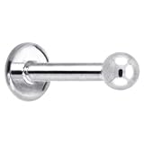 14 Gauge Solid 14KT White Gold Ball Internally Threaded Labret - 5/16 3mm
