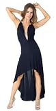 Revealing Cocktail Halter Dress with Fancy Cut Hem Accented with Flirty R-Stone Amulet from Hot Fash Dresses - ROYCE Black
