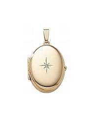 Solid 14K Yellow Gold Oval Four Photo Locket w/ 4 Pt. Diamond 3/4 inch x 1 inch Solid 14K Yellow Gold