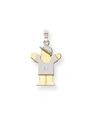 14k Two-tone AAA Diamond kid pendant Diamond quality AAA (SI2 clarity, G-I color)