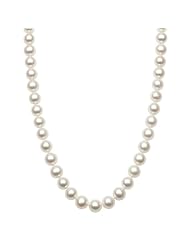 Sterling Silver AA Quality 9-10mm White Freshwater Pearl Strand Necklace, 16 Inch