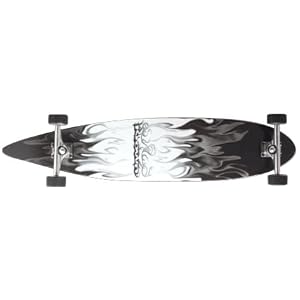 Krown Gray White Flame Complete Longboard Skateboard by