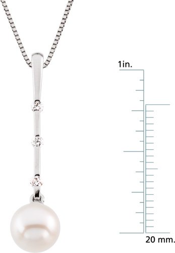 14 Karat White Gold Diamond & Pearl Necklace