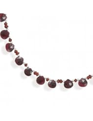 MMA Silver - 17.5 inch+1.5 inchExtension Toggle Necklace with Pear and Rondell Garnets