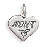AUNT Sterling Silver Heart Charm