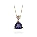 14k Yellow Gold Trillion Cut Iolite and Diamond Pendant, 17"