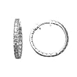 14K White Gold CZ In and Out Hoop Earrings - 1 Inch