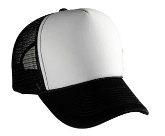 Blank Trucker Hat/Cap - Baseball, Golf, Fishing - Black/White Front Panel