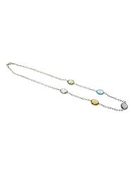 O&G Australia Natural Lemon Quartz, Blue Topaz, Amethyst, Citrine & Aquamarine, Rhodium Plated 925 Sterling Silver Necklace