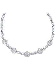 2 cttw 14k White Gold Diamond Bridal Flower Art Nouveau Necklace Infinity Links (Real Diamonds: 2 cttw)
