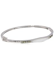 Judith Jack "Clouds" Sterling Silver Marcasite Mother-Of-Pearl Slice Bangle Bracelet, 2.7"