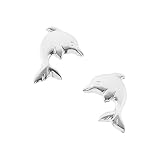 14K White Gold Children's Dolphin Earrings
