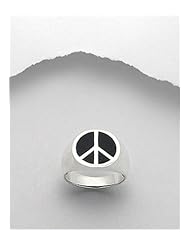 Peace Symbol Colored Enamel Ring In 92.5 Sterling Silver