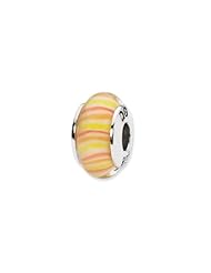 Sterling Silver Yellow/Red Hand-blown Glass Charm