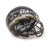 San Diego Chargers Charlie Joiner, Dan Fouts and Kellen Winslow Autographed Mini Helmet w/ Hall of Fame Inscriptions