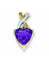 1.8 Carat 14K Gold Amethyst and White Topaz Trillion Pendant