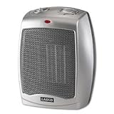 Lasko Ceramic 1500W Heater with Adjustable Thermostat, 7w x 6d x 9-1/5h, Gray
